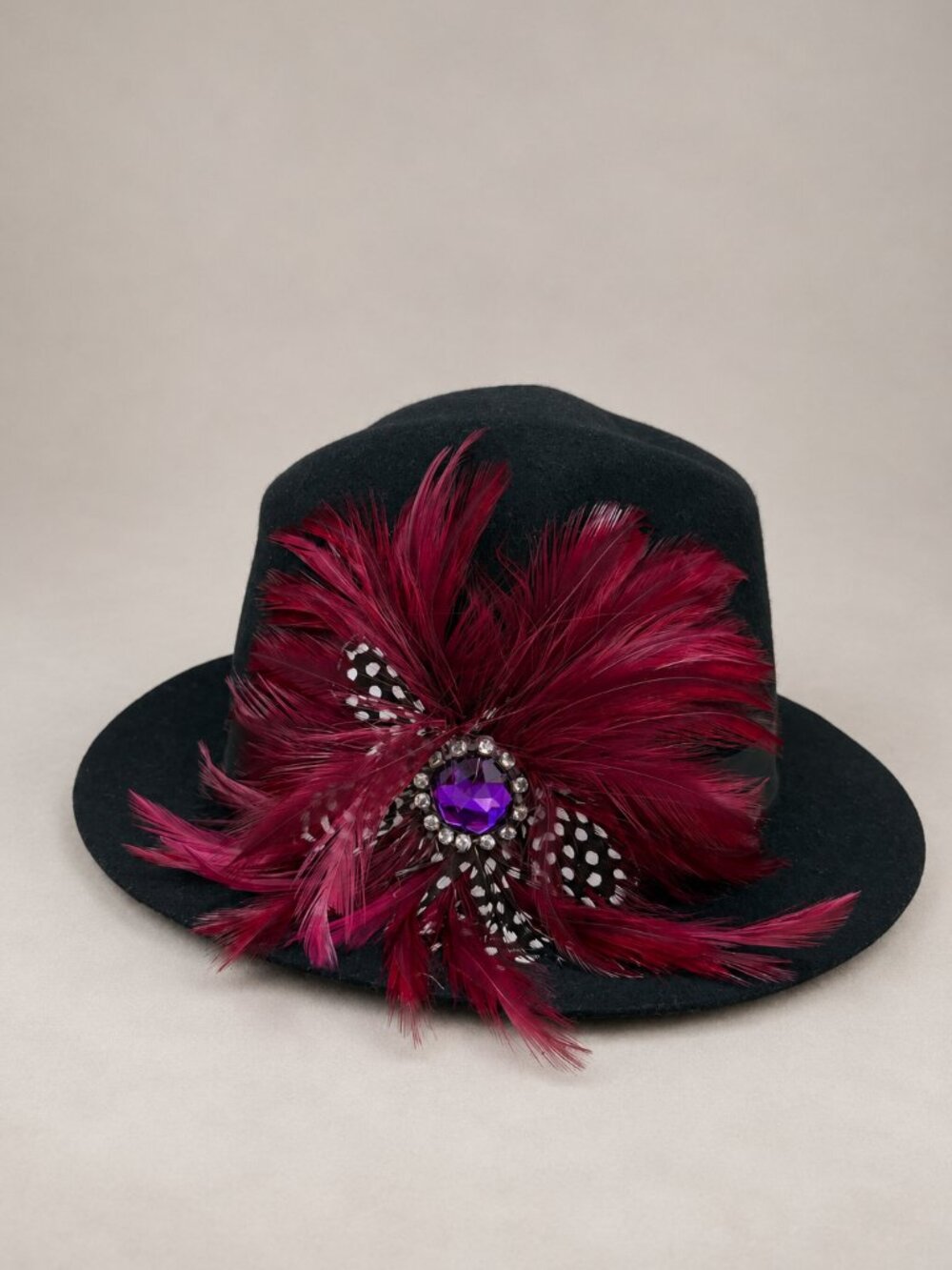 Magid Wool Cloche Fedora Hat Vintage Goth Dark Academia Statement Accessory